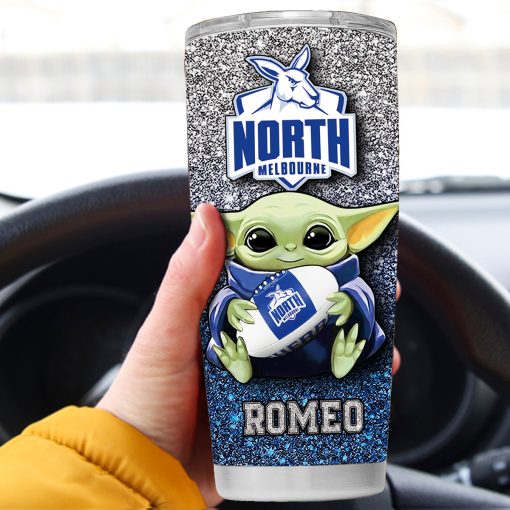 Personalized AFL North Melbourne Baby Yoda Tumbler – CoolGift99