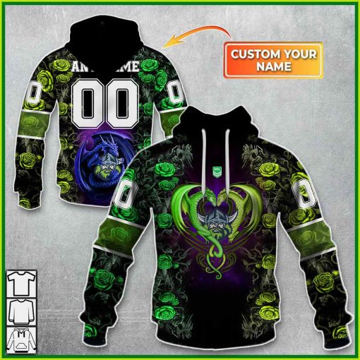 Personalized NRL – Canberra Raiders Rose Dragon Hoodie | CoolGift99
