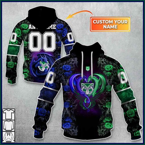 Personalized NRL – New Zealand Warriors Rose Dragon Hoodie | CoolGift99