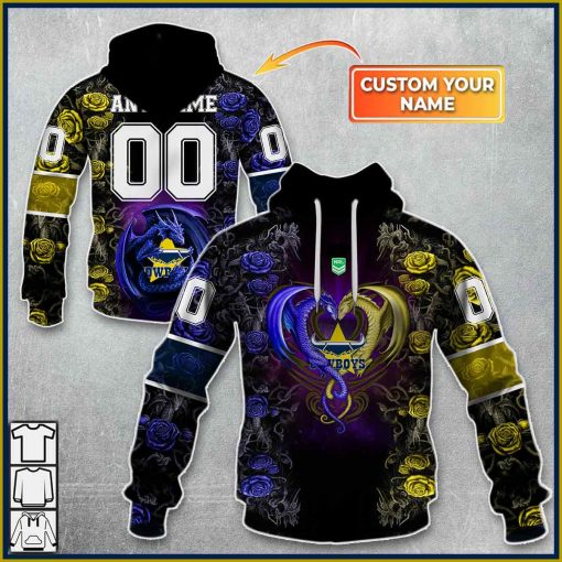 Personalized NRL – North Queensland Cowboys Rose Dragon Hoodie | CoolGift99