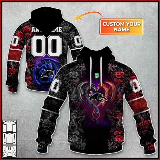 Personalized NRL – Penrith Panthers Rose Dragon Hoodie | CoolGift99
