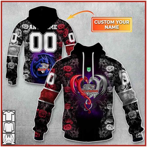 Personalized NRL Dolphins Rose Dragon Hoodie | CoolGift99