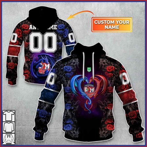 Personalized NRL – Sydney Roosters Rose Dragon Hoodie | CoolGift99