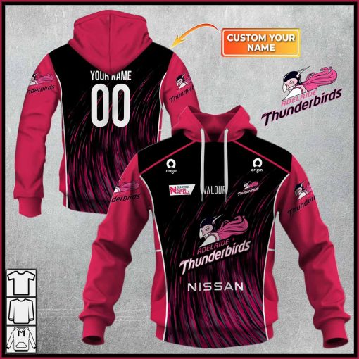 Personalized Netball Adelaide Thunderbirds Jersey Style Hoodie, T Shirt, Zip Hoodie, Sweatshirt | CoolGift99