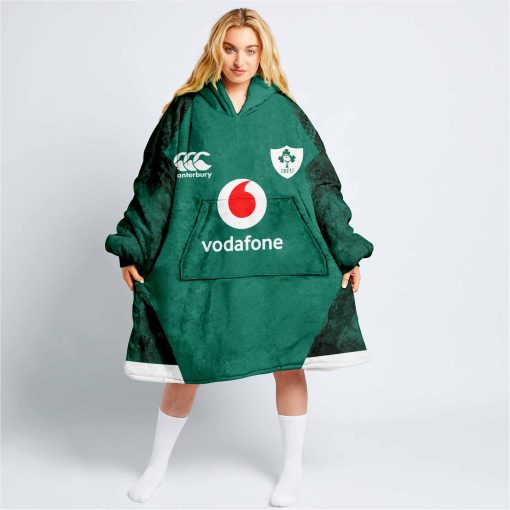 Personalized Ireland National Rugby Oodie, Flanket, Blanket Hoodie, Snuggie | CoolGift99