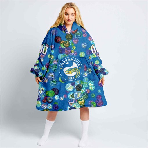 Personalized NRL Parramatta Eels Oodie, Flanket, Blanket Hoodie, Snuggie | CoolGift99