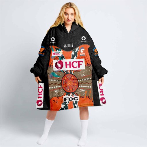 Personalized Netball Giants Indigenous Oodie, Flanket, Blanket Hoodie, Snuggie | CoolGift99