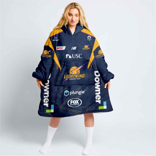 Personalized Netball Sunshine Coast Lightning Oodie, Flanket, Blanket Hoodie, Snuggie | CoolGift99