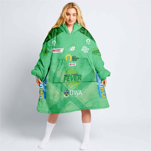 Personalized Netball West Coast Fever Oodie, Flanket, Blanket Hoodie, Snuggie | CoolGift99