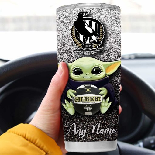 Personalized Collingwood Magpies Yoda Tumbler | Coolgift99