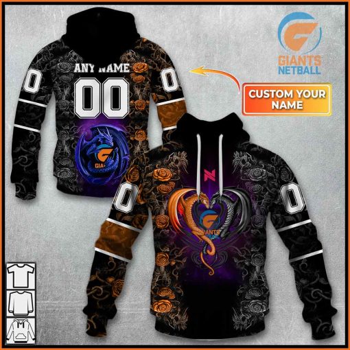 Personalized Netball AU Giants Rose Dragon Hoodie | CoolGift99