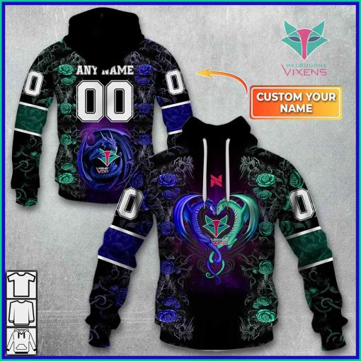 Personalized Netball AU Melbourne Vixens Rose Dragon Hoodie | CoolGift99