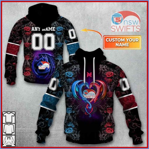 Personalized Netball AU New South Wales Swifts Rose Dragon Hoodie | CoolGift99
