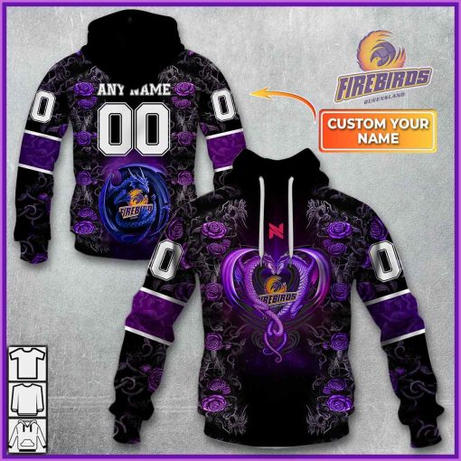 Personalized Netball AU Queensland Firebirds Rose Dragon Hoodie | CoolGift99
