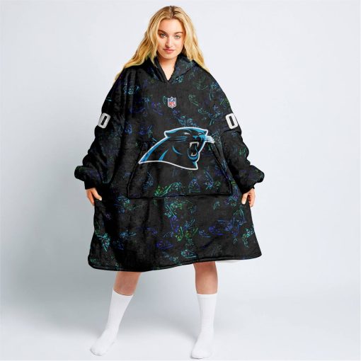 Personalized NFL Carolina Panthers Oodie, Flanket, Blanket Hoodie, Snuggie | CoolGift99