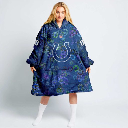 Personalized AFL Indianapolis Colts Oodie, Flanket, Blanket Hoodie, Snuggie | CoolGift99