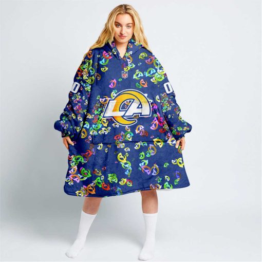 Personalized NFL Los Angeles Rams Oodie, Flanket, Blanket Hoodie, Snuggie | CoolGift99