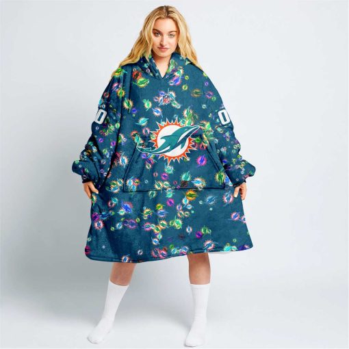 Personalized NFL Miami Dolphins Oodie, Flanket, Blanket Hoodie, Snuggie | CoolGift99