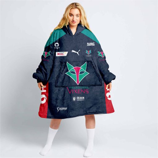 Personalized Netball AU Melbourne Vixens Oodie, Flanket, Blanket Hoodie, Snuggie V2 | SuperGift99