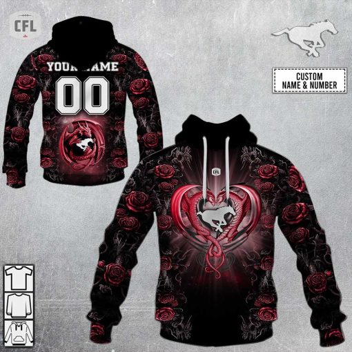 Personalized CFL Calgary Stampeders Rose Dragon V2 Hoodie | SuperGift99