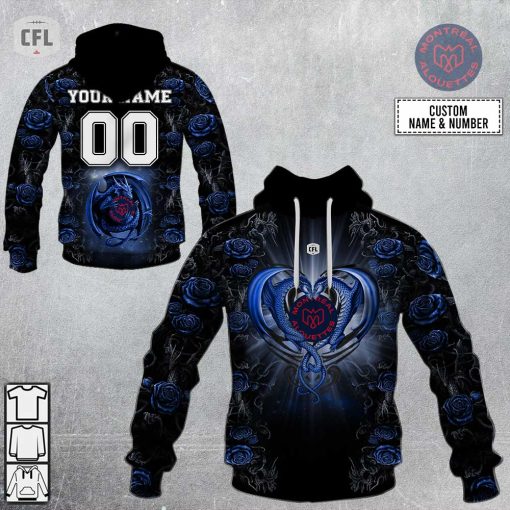 Personalized CFL Montreal Alouettes Rose Dragon V2 Hoodie | SuperGift99