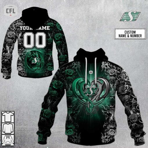 Personalized CFL Saskatchewan Roughriders Rose Dragon V3 Hoodie | SuperGift99