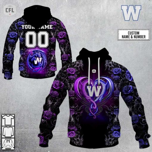 Personalized CFL Winnipeg Blue Bombers Rose Dragon V1 Hoodie | SuperGift99