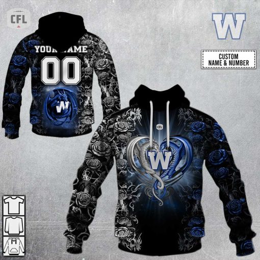 Personalized CFL Winnipeg Blue Bombers Rose Dragon V3 Hoodie | SuperGift99