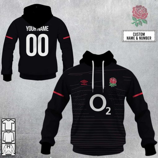 Personalized England Rugby Jersey 22 Black Hoodie | SuperGift99