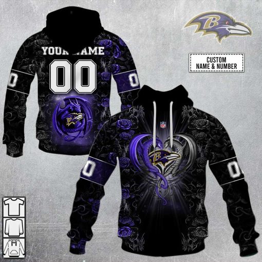 Personalized NFL Rose Dragon Baltimore Ravens Hoodie | SuperGift99