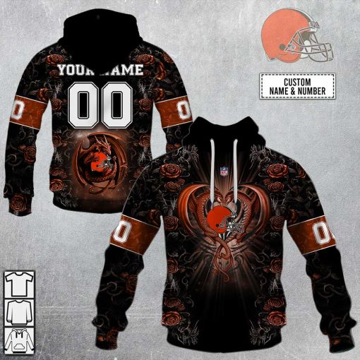 Personalized NFL Rose Dragon Cleveland Browns Hoodie | SuperGift99