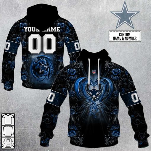 Personalized NFL Rose Dragon Dallas Cowboys Hoodie | SuperGift99