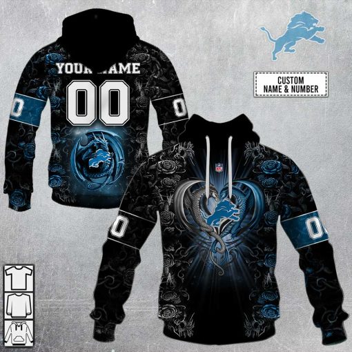 Personalized NFL Rose Dragon Detroit Lions Hoodie | SuperGift99