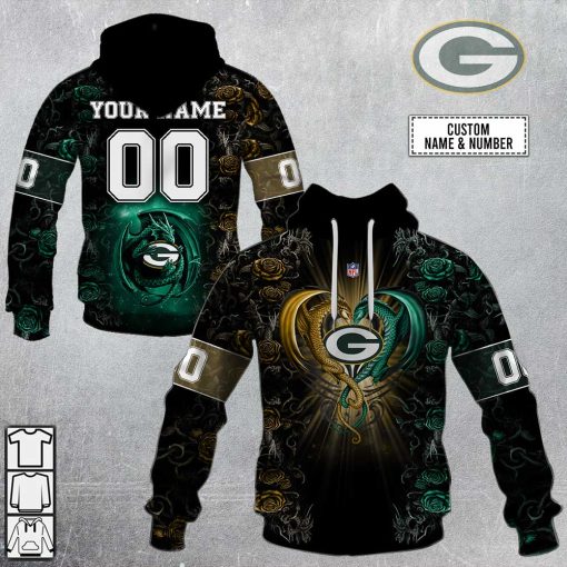 Personalized NFL Rose Dragon Green Bay Packers Hoodie | SuperGift99