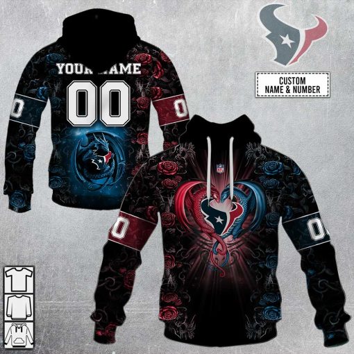 Personalized NFL Rose Dragon Houston Texans Hoodie | SuperGift99