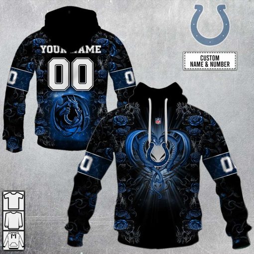 Personalized NFL Rose Dragon Indianapolis Colts Hoodie | SuperGift99