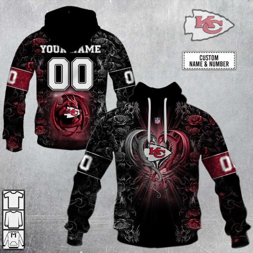 Personalized NFL Rose Dragon Kansas City Chiefs Hoodie | SuperGift99