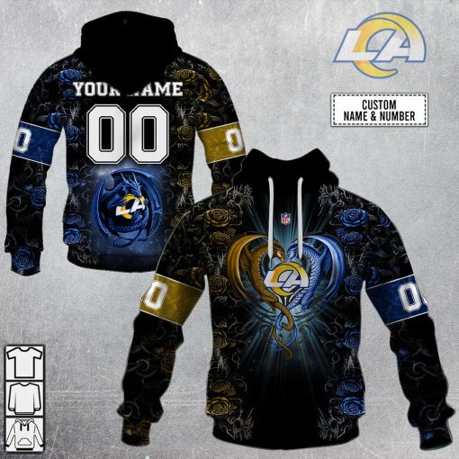 Personalized NFL Rose Dragon Los Angeles Rams Hoodie | SuperGift99