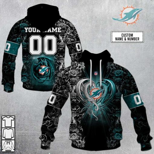 Personalized NFL Rose Dragon Miami Dolphins Hoodie | SuperGift99