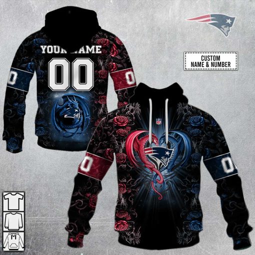 Personalized NFL Rose Dragon New England Patriots Hoodie | SuperGift99