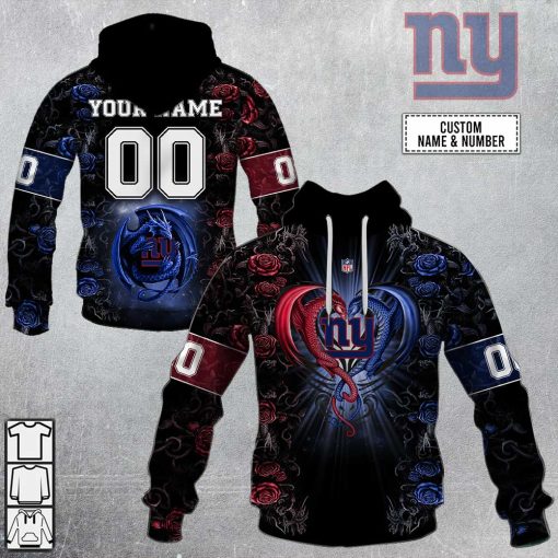 Personalized NFL Rose Dragon New York Giants Hoodie | SuperGift99