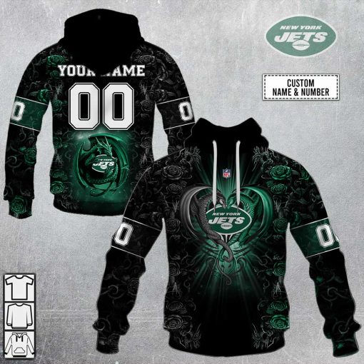Personalized NFL Rose Dragon New York Jets Hoodie | SuperGift99