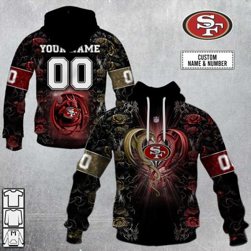 Personalized NFL Rose Dragon San Francisco 49ers Hoodie | SuperGift99