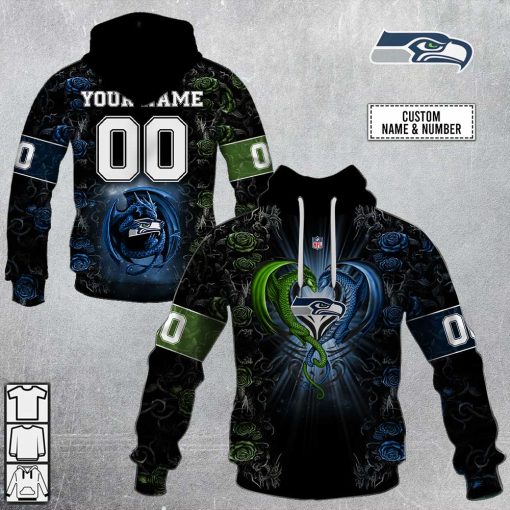 Personalized NFL Rose Dragon Seattle Seahawks Hoodie | SuperGift99