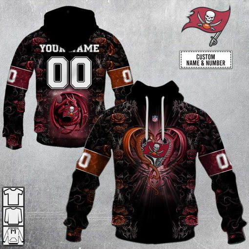 Personalized NFL Rose Dragon Tampa Bay Buccaneers Hoodie | SuperGift99