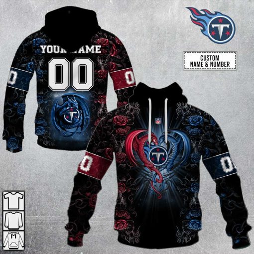 Personalized NFL Rose Dragon Tennessee Titans Hoodie | SuperGift99