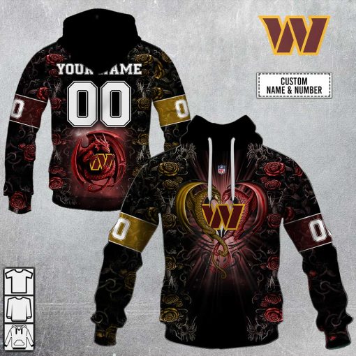 Personalized NFL Rose Dragon Washington Commanders Hoodie | SuperGift99