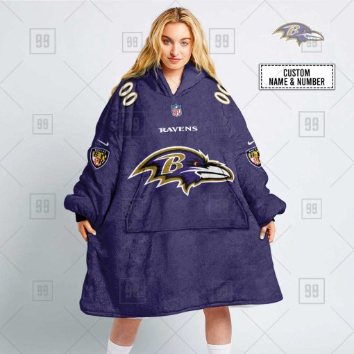 Personalized NFL Baltimore Ravens Oodie, Flanket, Blanket Hoodie, Snuggie | SuperGift99