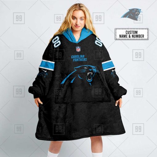 Personalized NFL Carolina Panthers Oodie, Flanket, Blanket Hoodie, Snuggie | SuperGift99