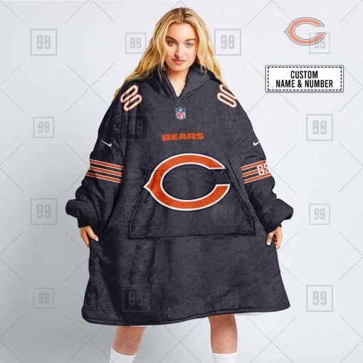 Personalized NFL Chicago Bears Oodie, Flanket, Blanket Hoodie, Snuggie | SuperGift99